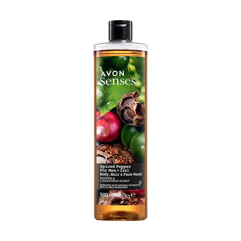 Senses Spiced Pepper for Men 3 in 1 Body, Hair & Face Wash 500ml